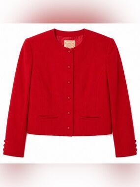 Vintage Pendleton Red Virgin‎ Wool Cropped Blazer Jacket Size 12